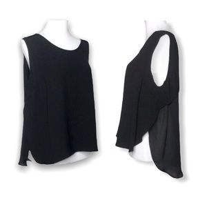 Kenar Black Relaxed High-Low Semi-Sheer Top Medium
